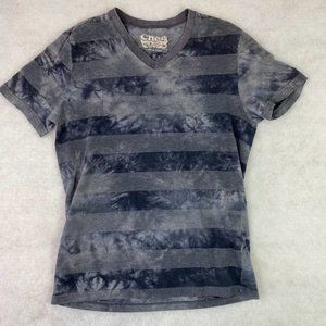 CHOR Men's Short Sleeve Distressed Striped V-Neck T-Shirt Size MEDIUM